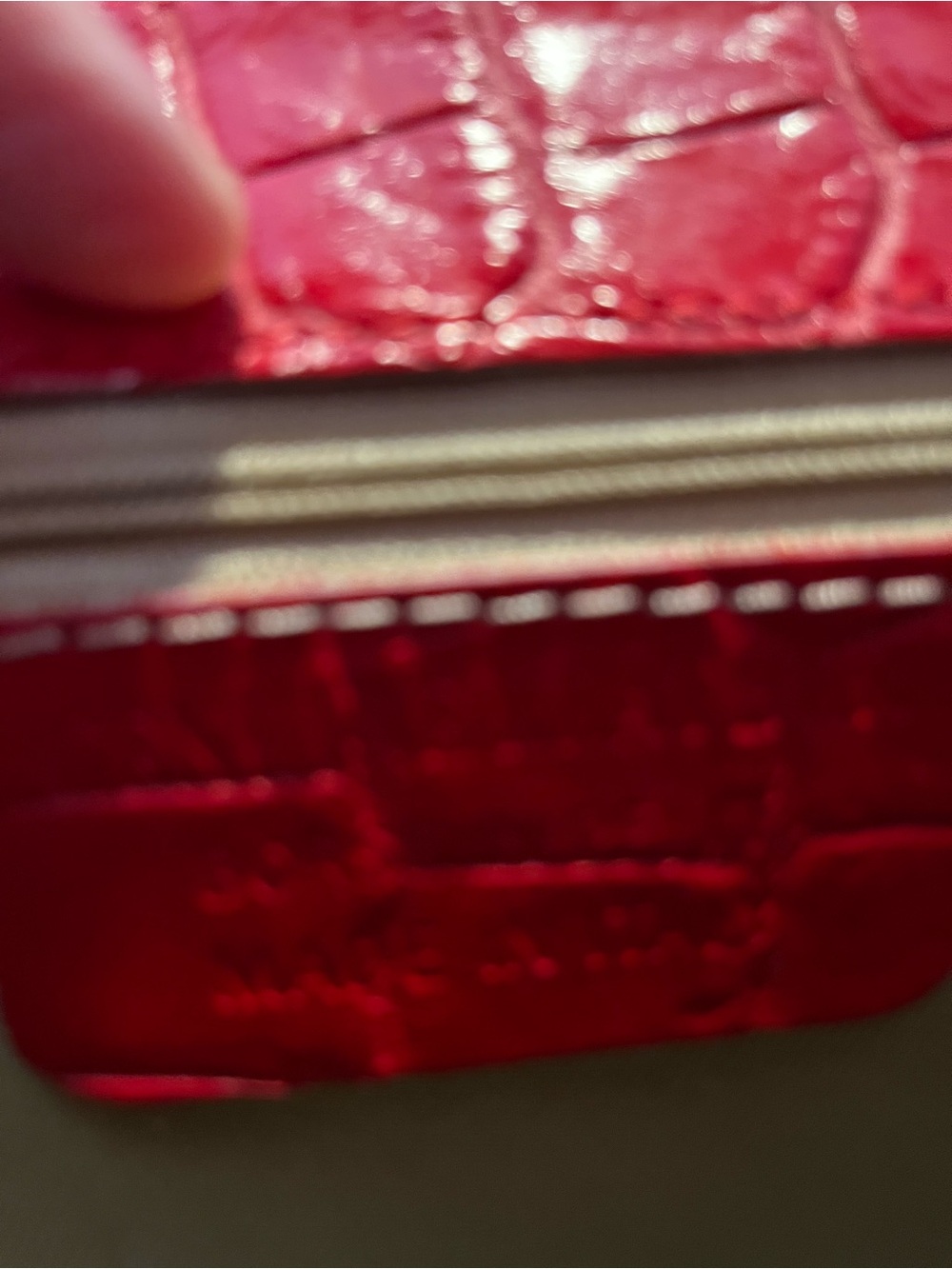 Italian Leather Red Croc-Embossed Top-Handle Satchel with Gold Hardware - Picture 3 of 6
